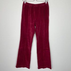 Re/Done Velour Loose Flare Pull On Trouser Pants Red